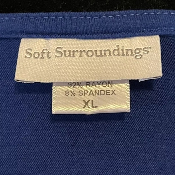 Soft Surroundings Top 1X Cowl Neck Tie Dye Blue Jersey Soft Vacation Beach USA - Picture 9 of 9